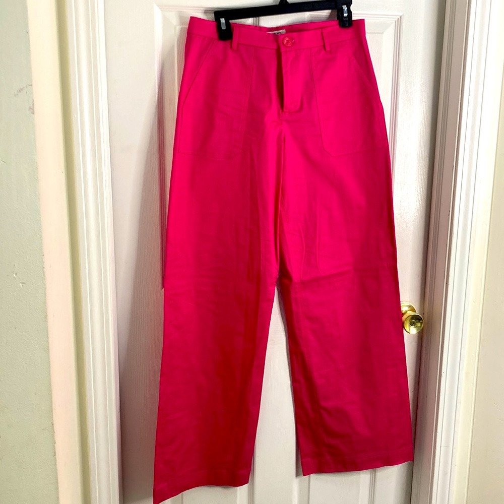 The Kit Hot Pink Wide Leg Trousers Size 8 Cotton Blend Barbiecore